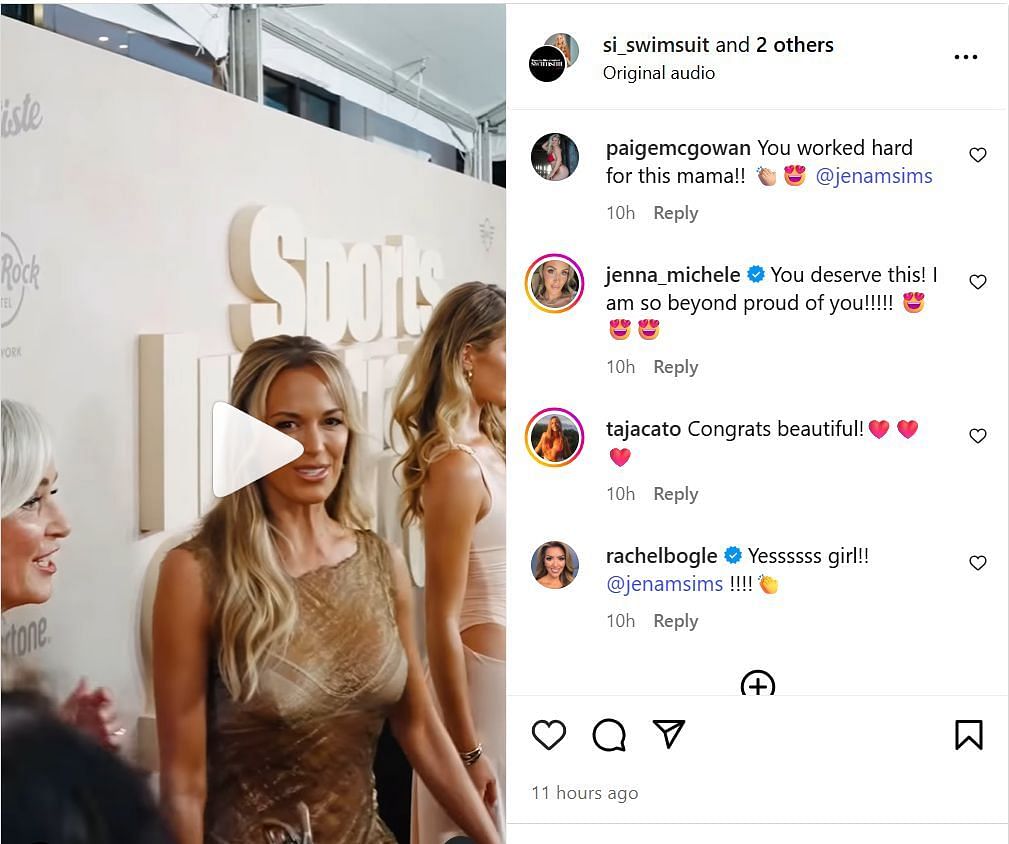 Fans appreciating Sims for reciving the award (Image via: IG @si_swimsuit)